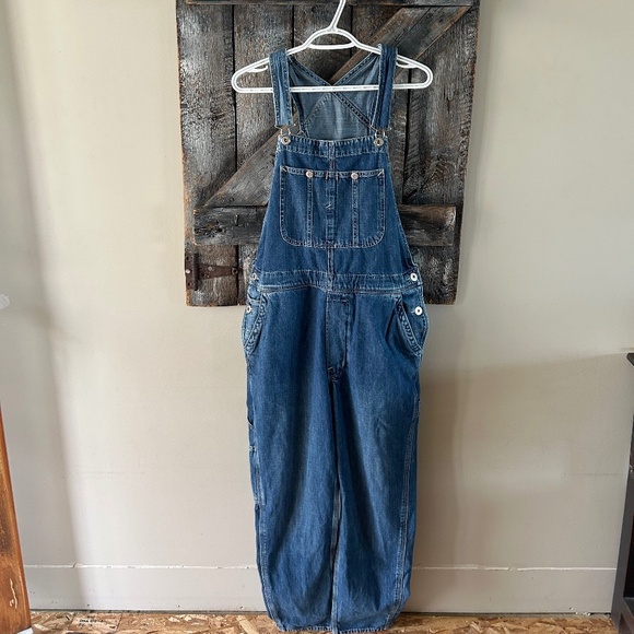 Women's H&M Dark Wash Carpenter Overalls - Picture 1 of 3